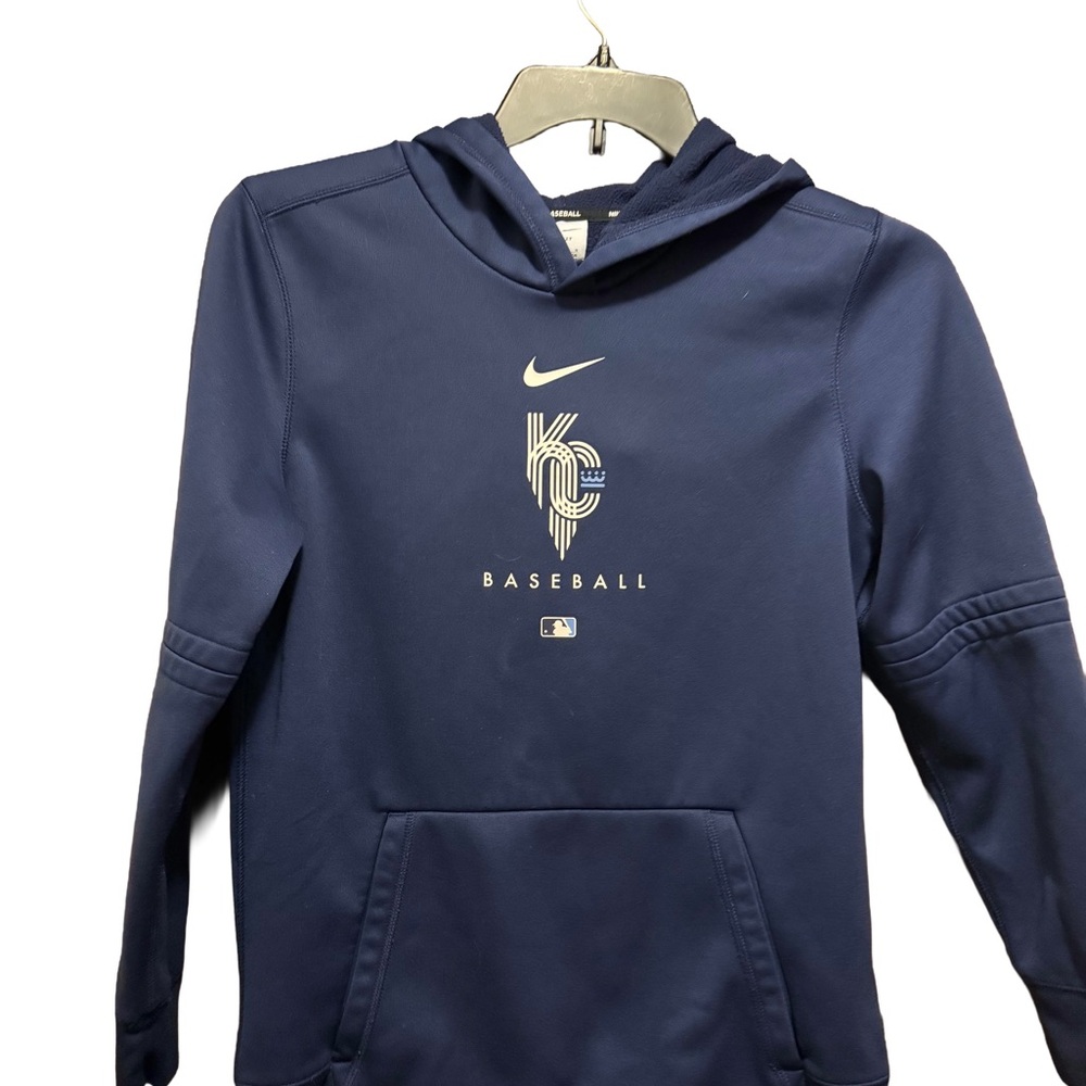 Nike KC Royals Youth Navy Blue Baseball Hoodie